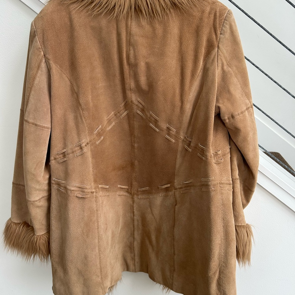 Penny Lane (Giacca) Vintage Leather Coat with Faux Fur Trim - Picture 10 of 10